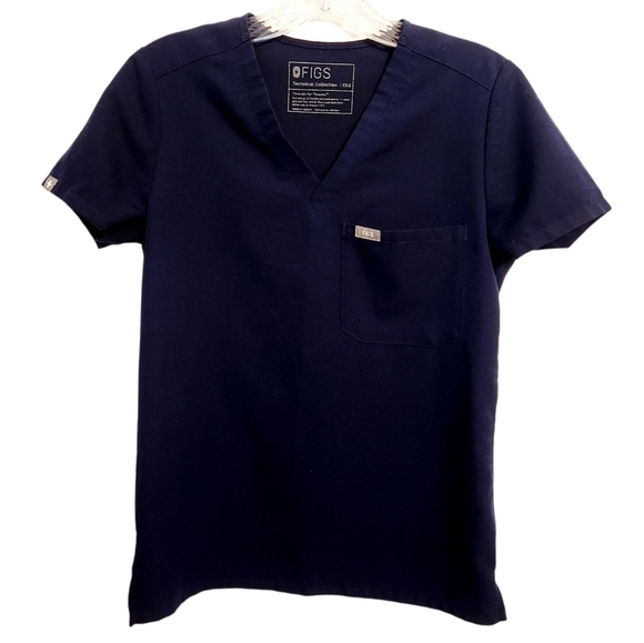Figs Tops - FIGS | Women's Navy Blue V-Neck One Pocket Catarina Scrubs Top (Size XXS)
